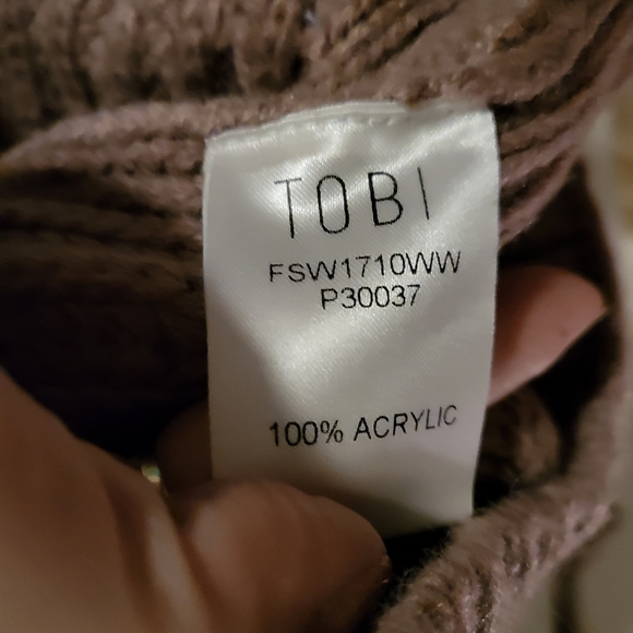 TOBI cold shoulder, lace sleeved small mauve sweater - Picture 6 of 7